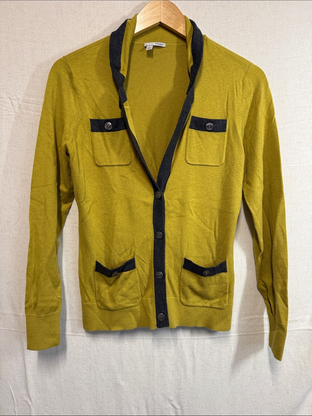 Halogen Olive Green Cardigan with Black Contrast Trim